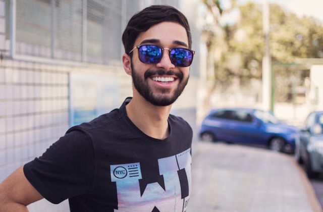 Man happy smiling sunglasses