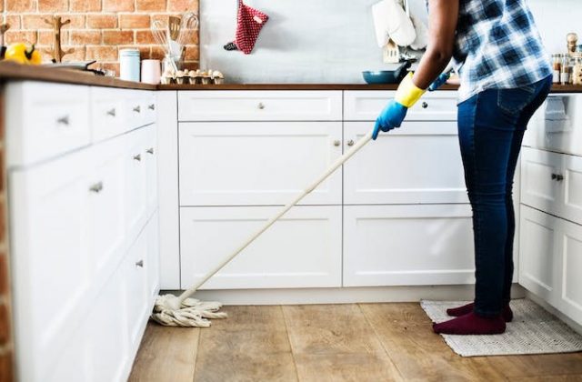 Cleaning mopping kitchen