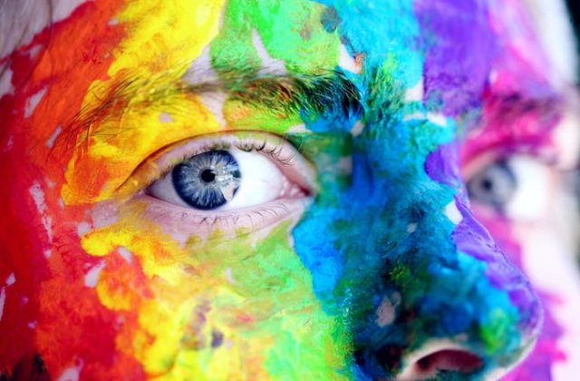 Gay rainbow paint eye
