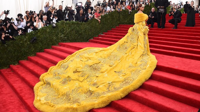Rhianna yellow Met Gala dress