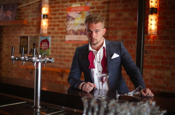 Gay man suit cocktail