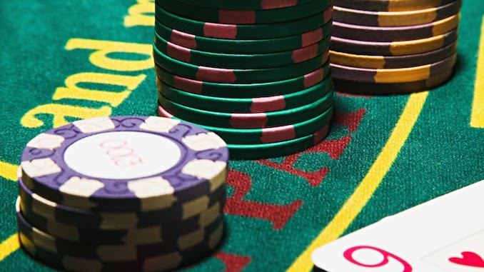 gambling chips on a gaming table