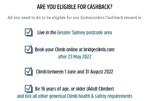 Sydney Harbour Bridge cashback
