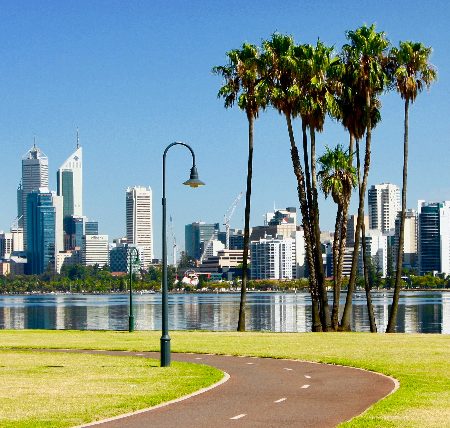 Perth Australia sunny day park with city in background