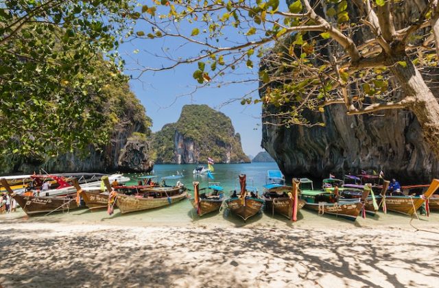Thailand beach canoes