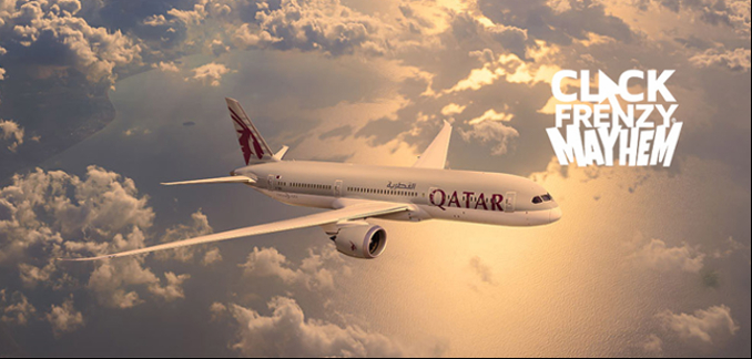 Qatar Click Frenzy Mayhem aeroplane plane flight