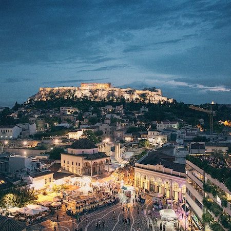 Athens Greece night lights