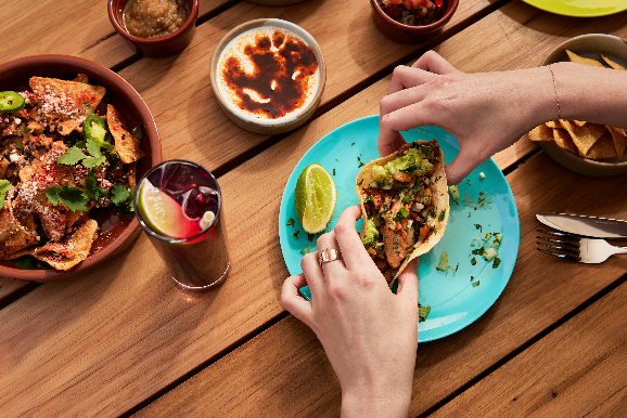 Mexican food hands table