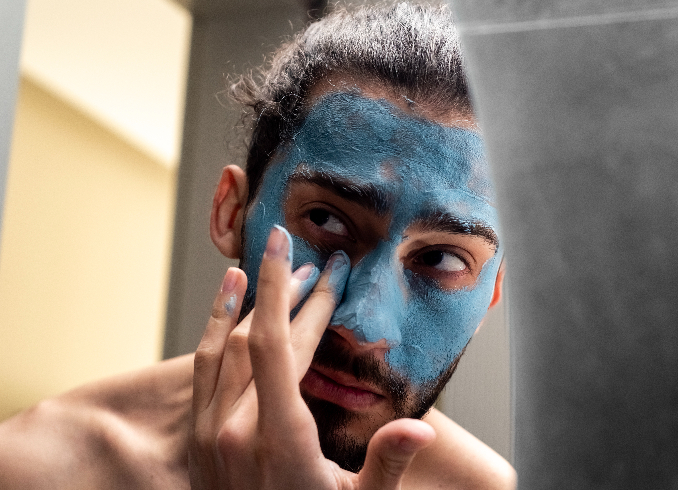 Blue Clay Mask Styled Model RHONE Skincare men